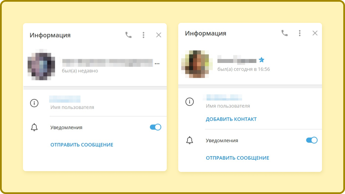 Профили пользователей Telegram