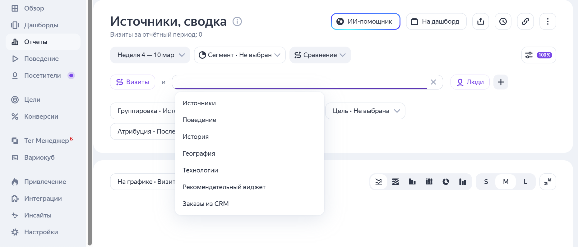 Настройка условий сегментации по визитам