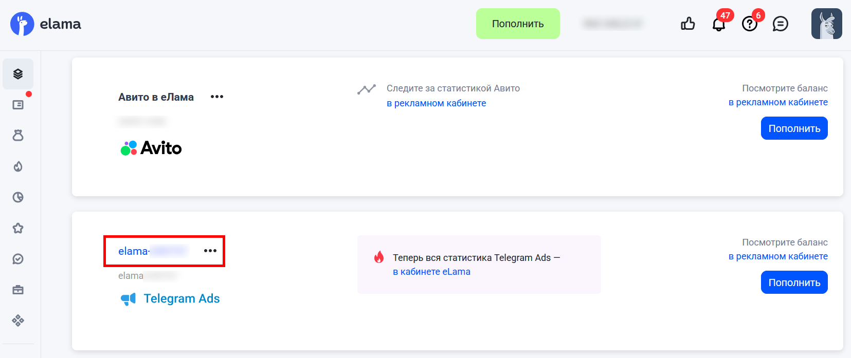 Статистика Telegram Ads в eLama