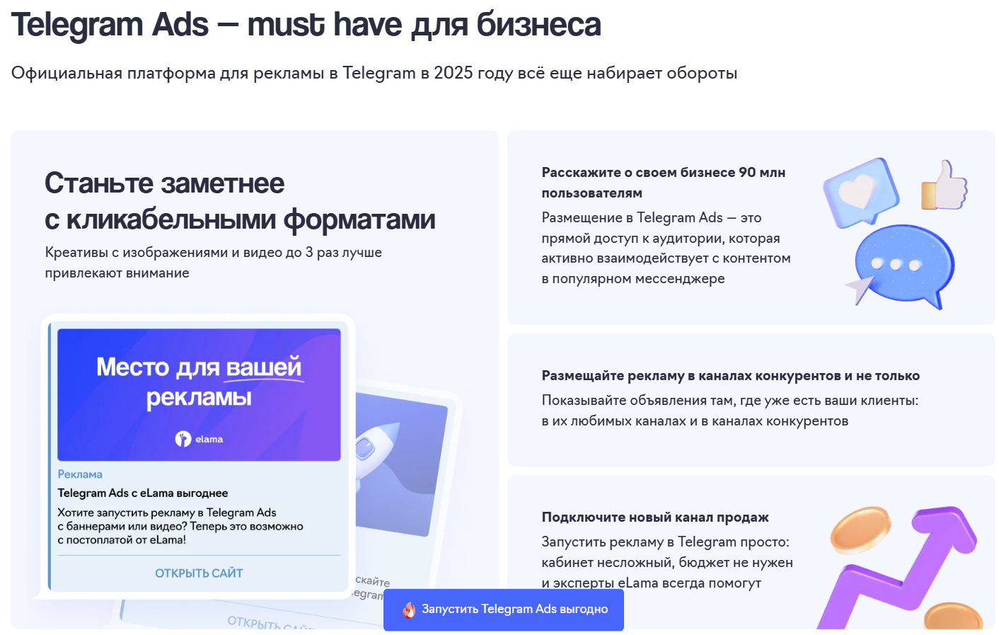 Telegram Ads в eLama