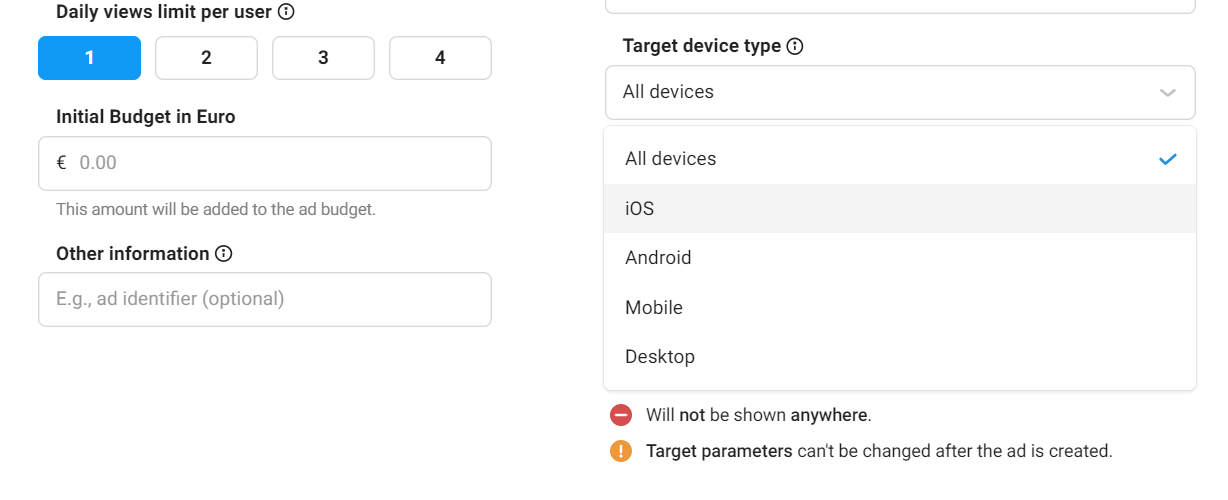 Таргет по типам устройств: iOS, Android, Desktop в Telegram Ads
