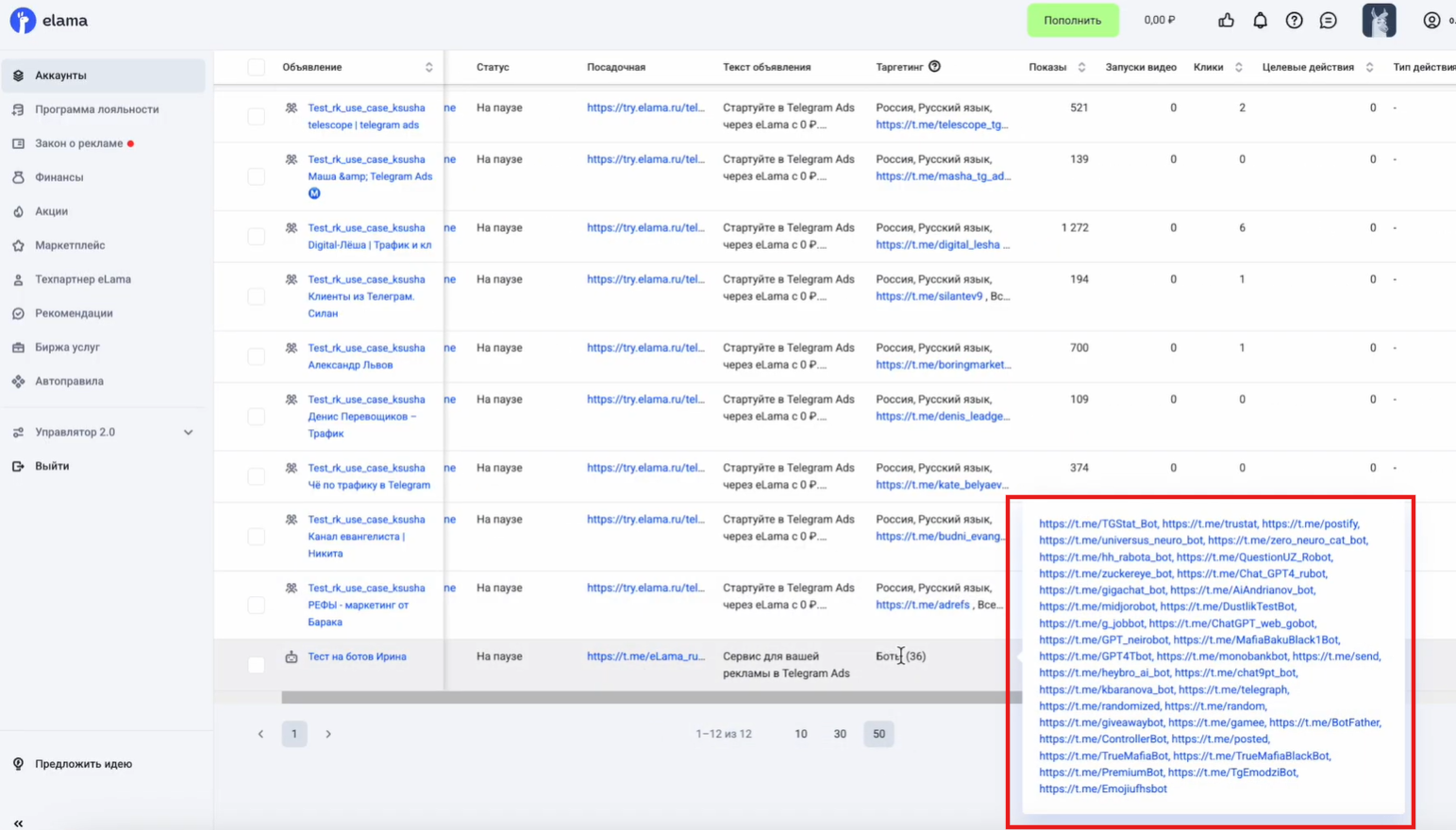 В TG Настрое не нужно заходить в каждое объявление — список каналов виден в дашборде