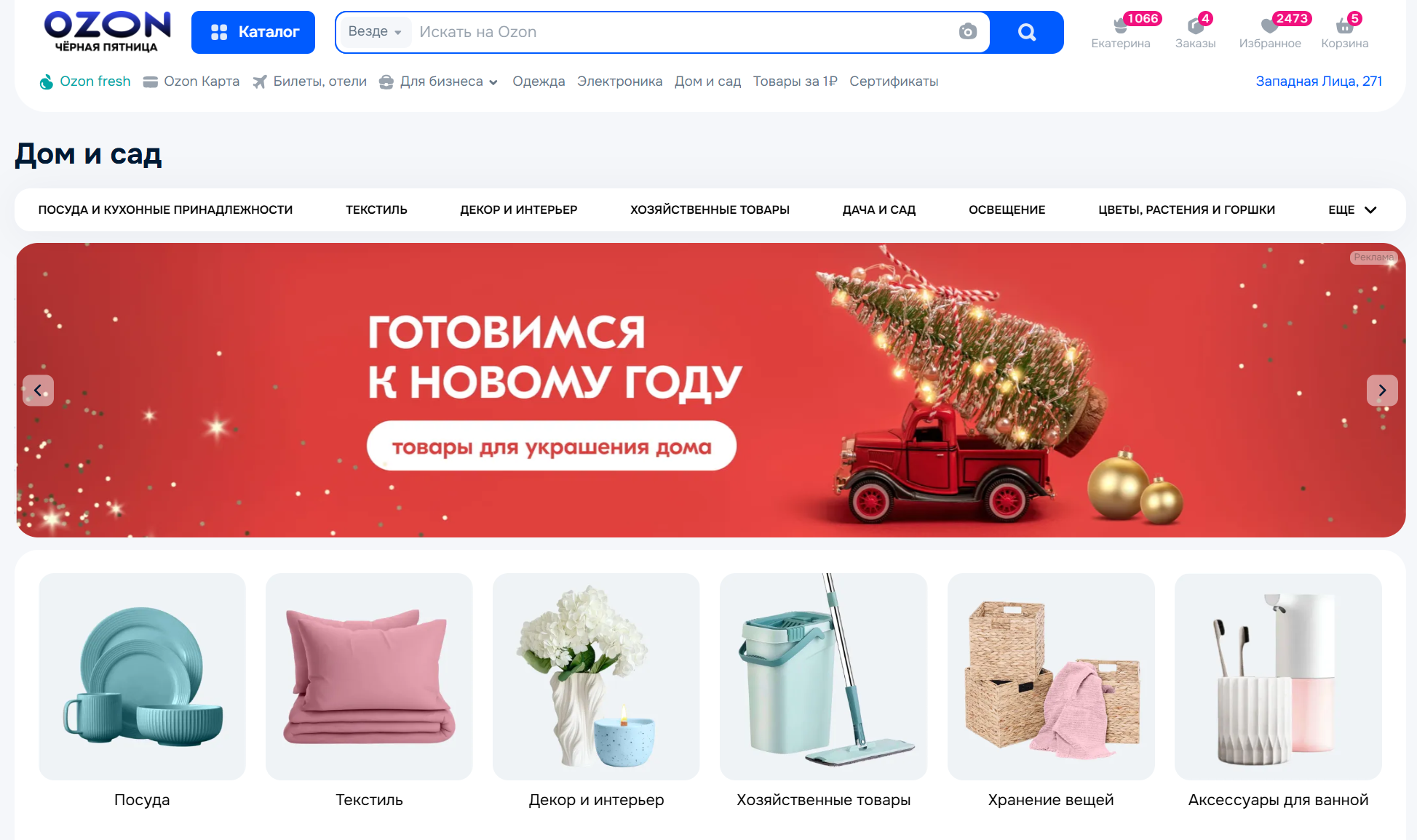 Баннер в категории первого уровня на Ozon