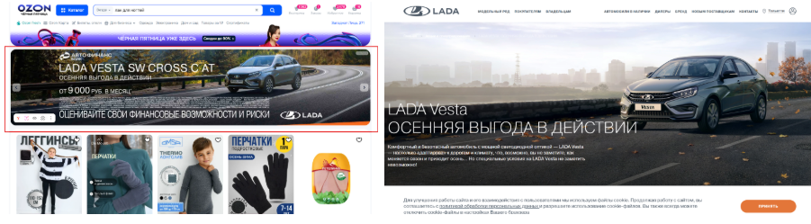 Пример медийной рекламы на Озон — баннер