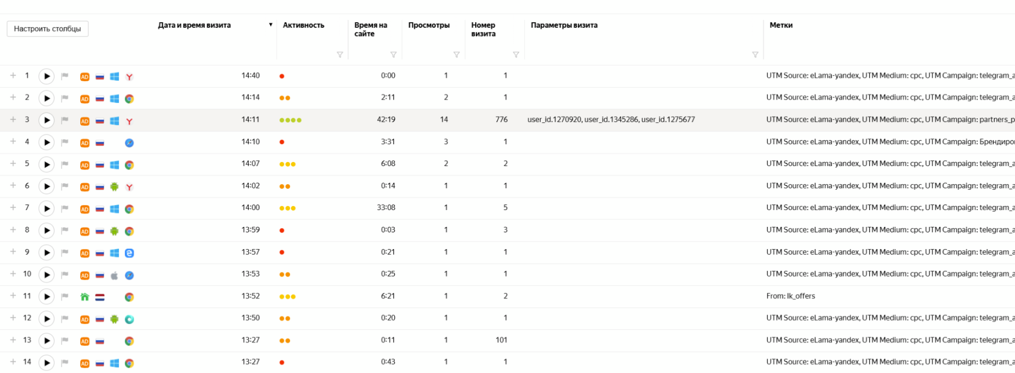 Список записей