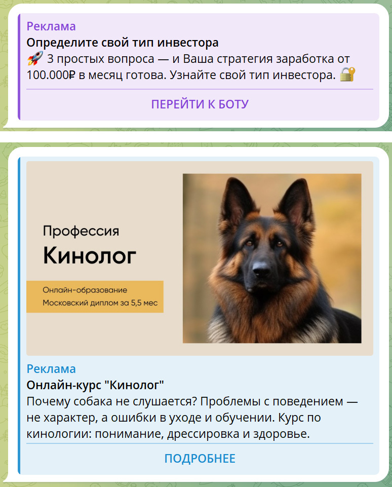 Рекламные объявления в Telegram Ads