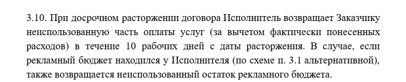 Расторжение рекламного договора