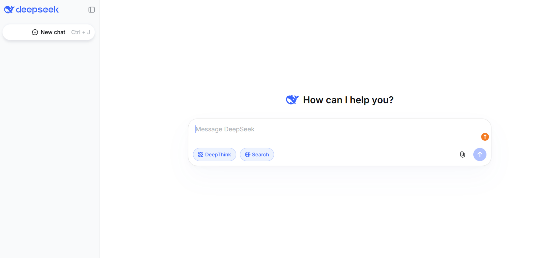 Интерфейс веб-версии DeepSeek в браузере