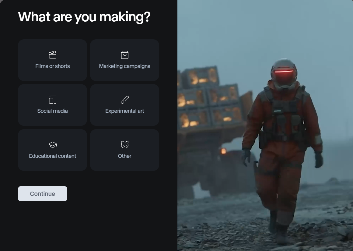 Интерфейс нейросети Runway