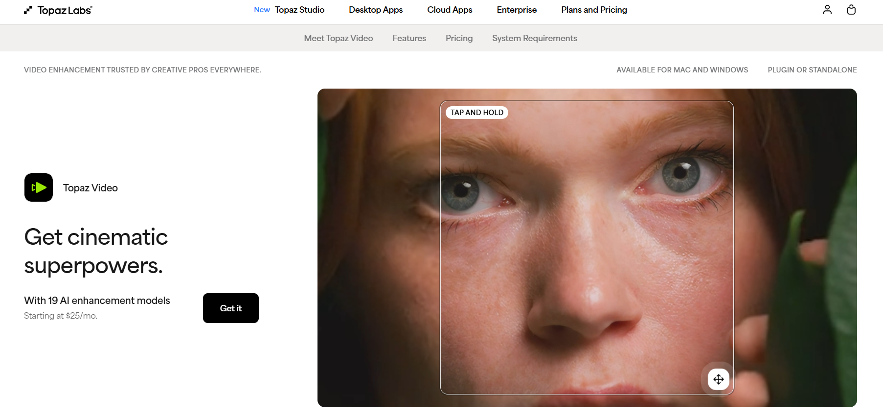 Интерфейс Topaz Video AI