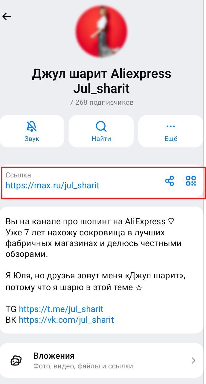 «Красивая» ссылка у публичного канала в Макс