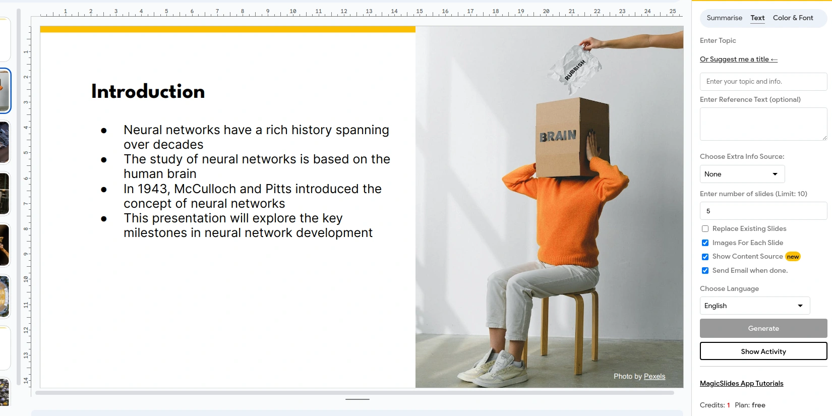 Создание презентации из YouTube-видео в MagicSlides