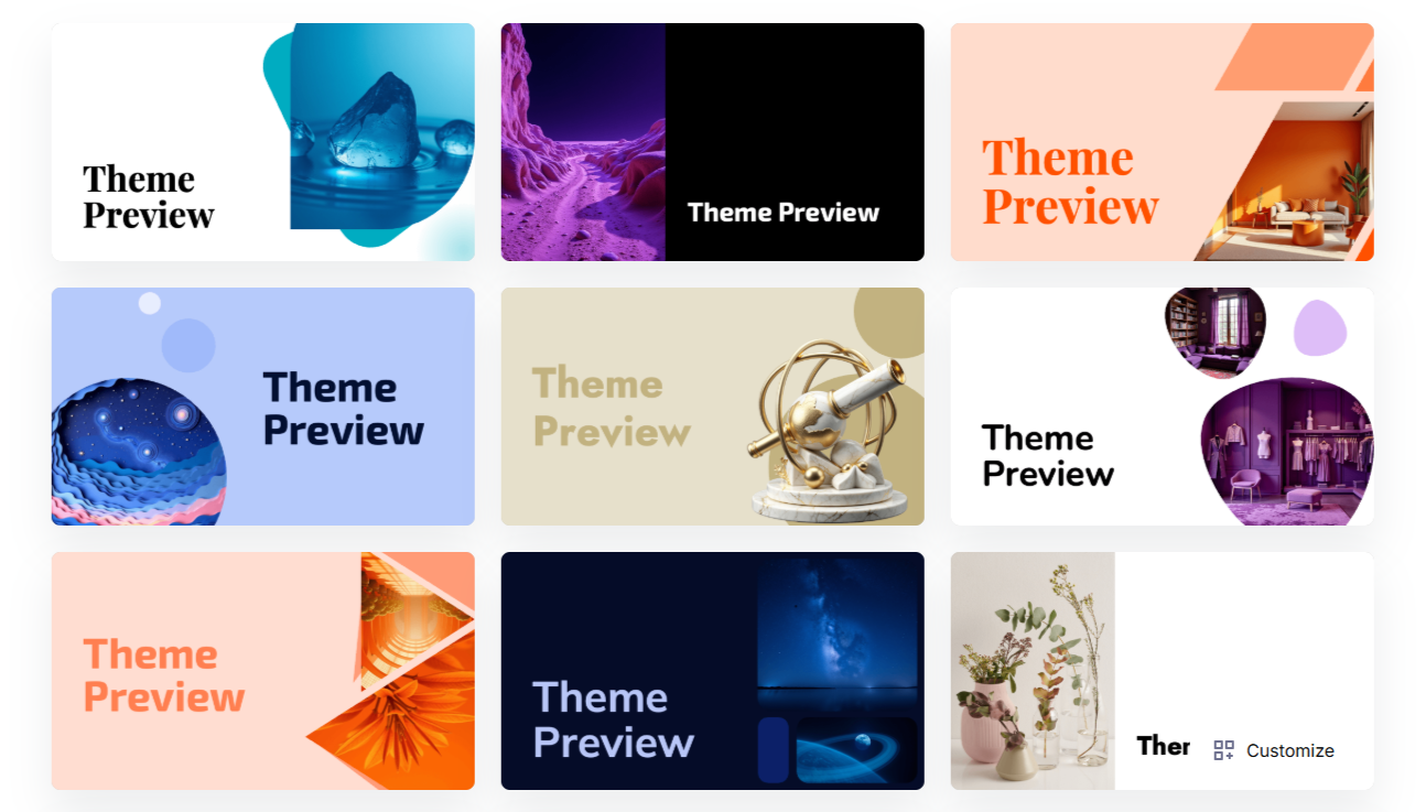 Выбор стиля дизайна презентации в Wonderslide