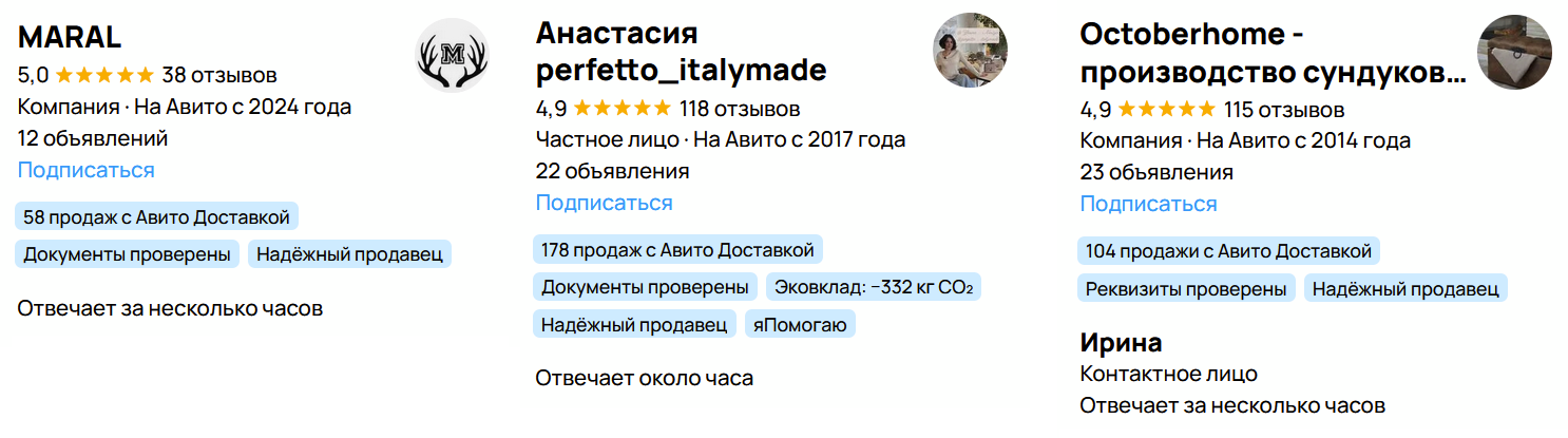 Рейтинг продавца на Авито