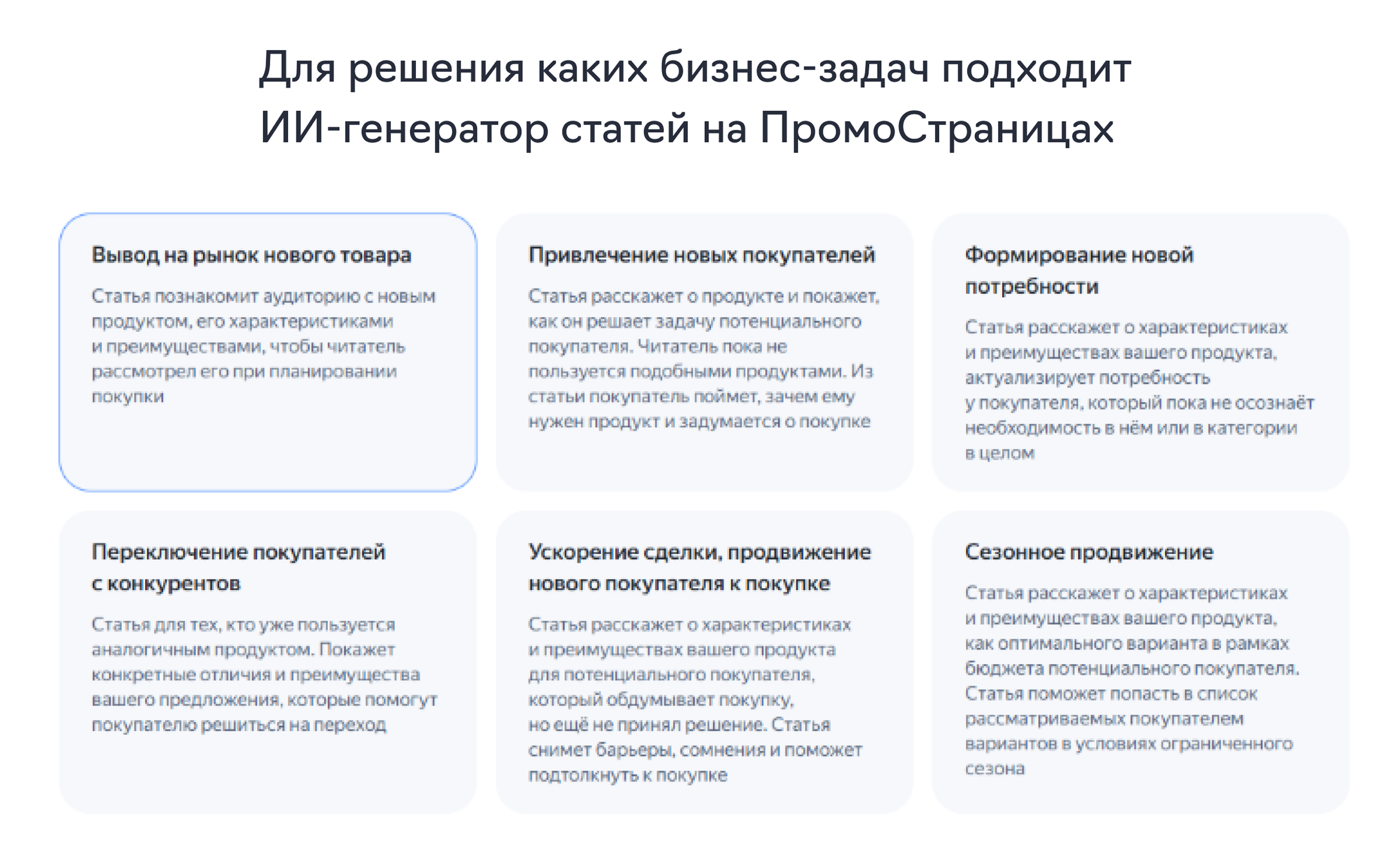 ИИ-генератор статей в ПРОмоСтраницах
