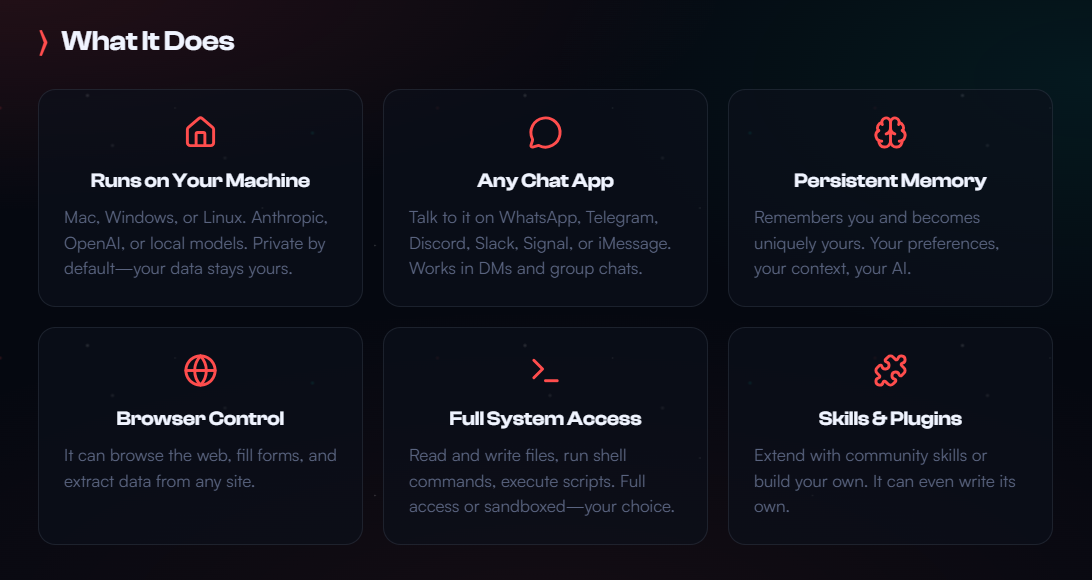 Пример возможностей OpenClaw для работы с файлами, браузером и мессенджерами