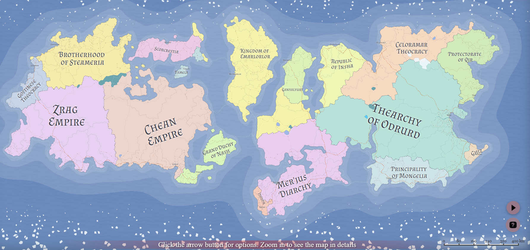 Пример карты в Azgaar Fantasy Map Generator