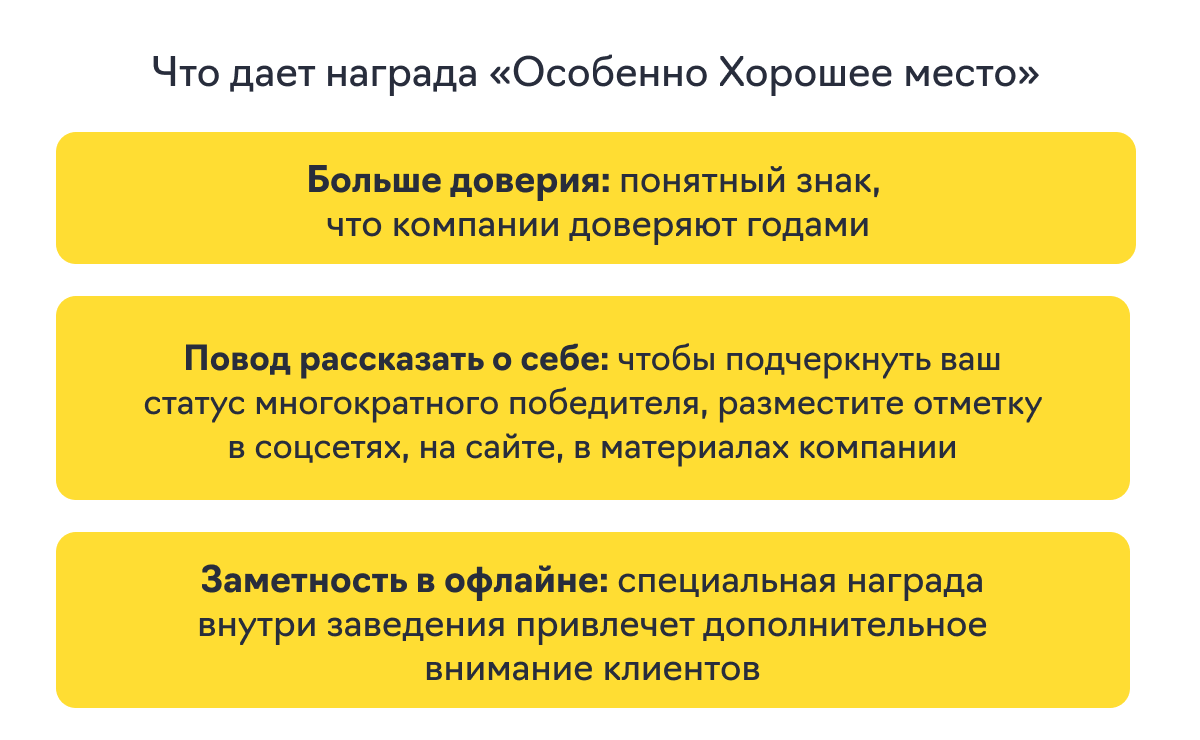 награда особо хорошее место