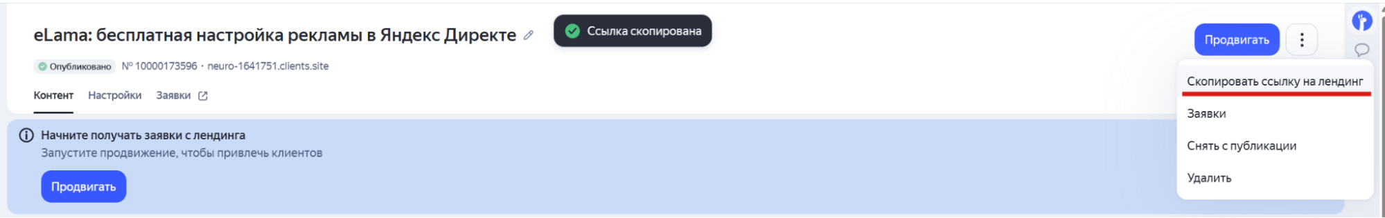 Ссылка на лендинг