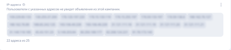 Блокировка IP-адресов в кампаниях Директа