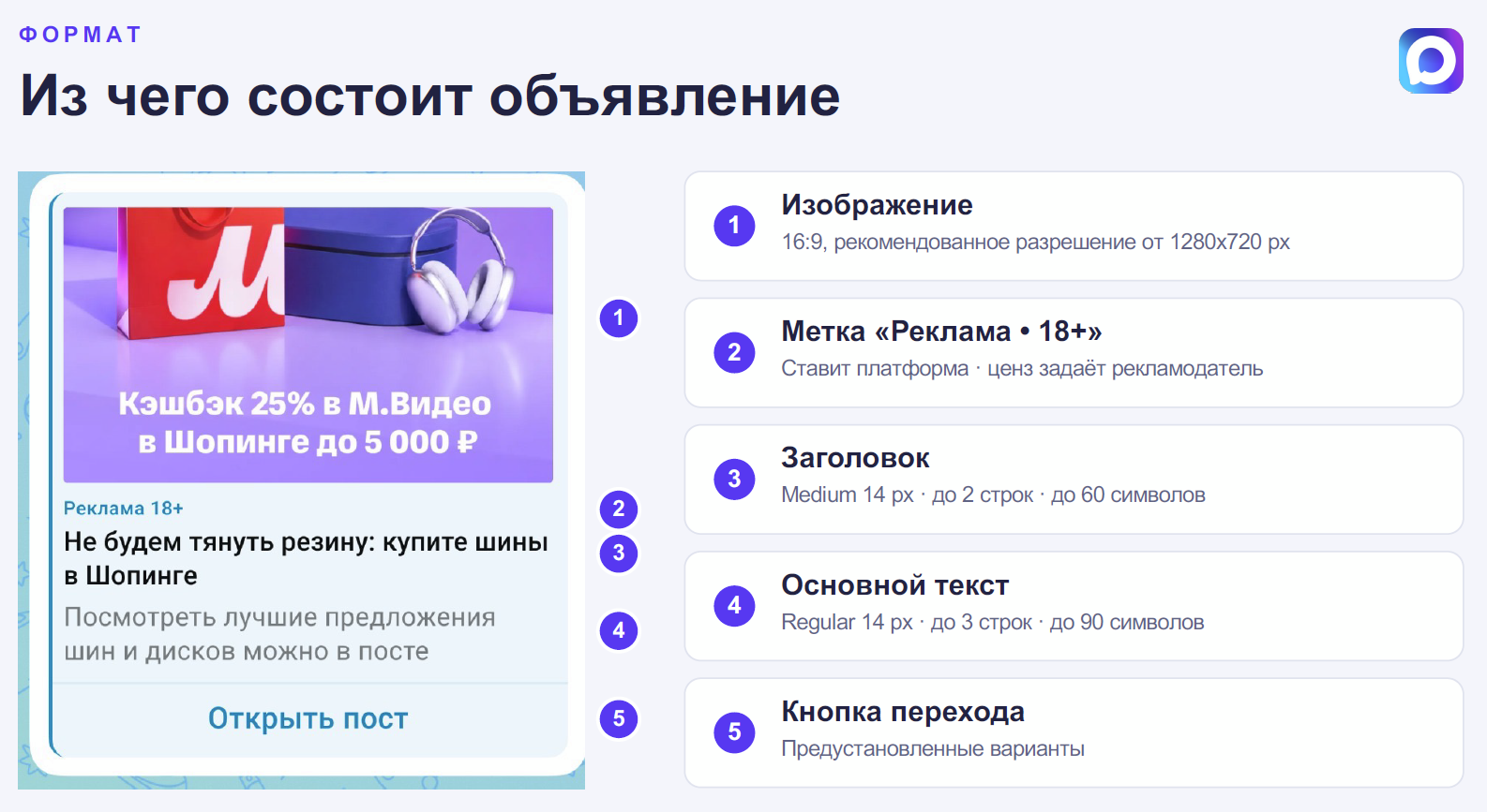 Составляющие рекламного объявления в Max