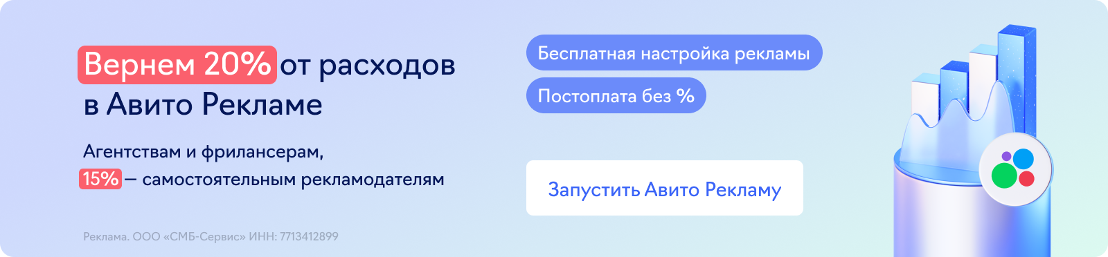 Авито Реклама (возврат 20%)