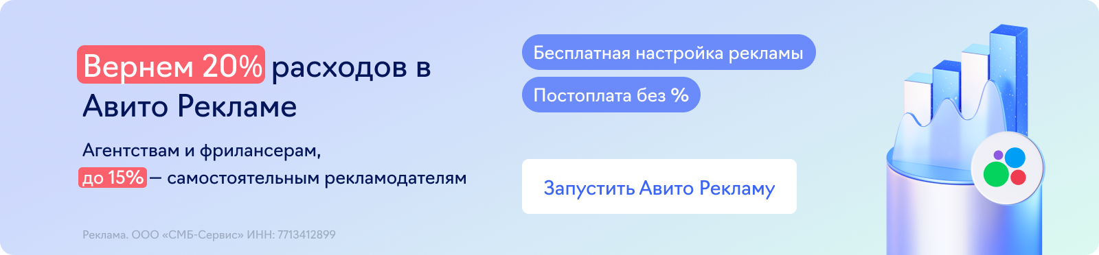 Авито Реклама (возврат 20%)
