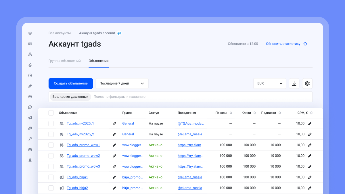 Всё, чего вам не хватало в кабинете Telegram Ads, в одном инструменте — TG Настрой от eLama